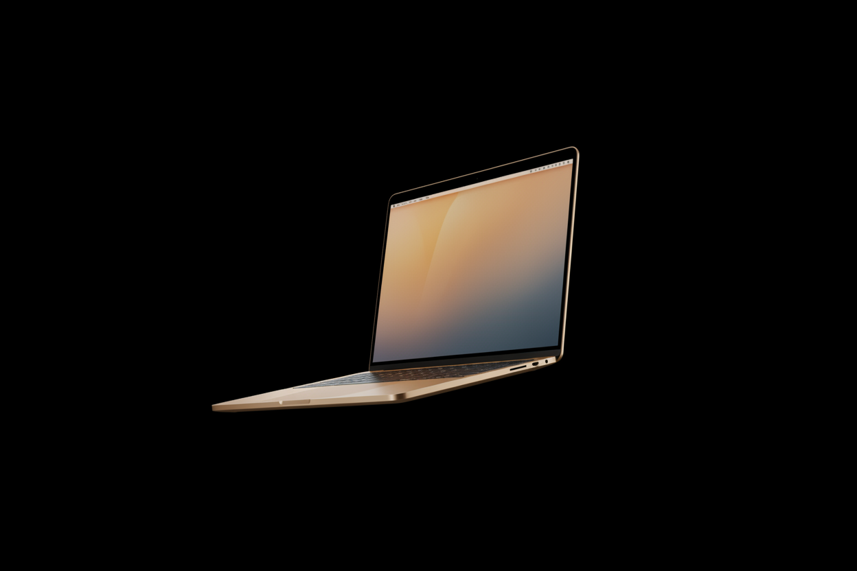 MacBook Air M1 en argent sur fond noir