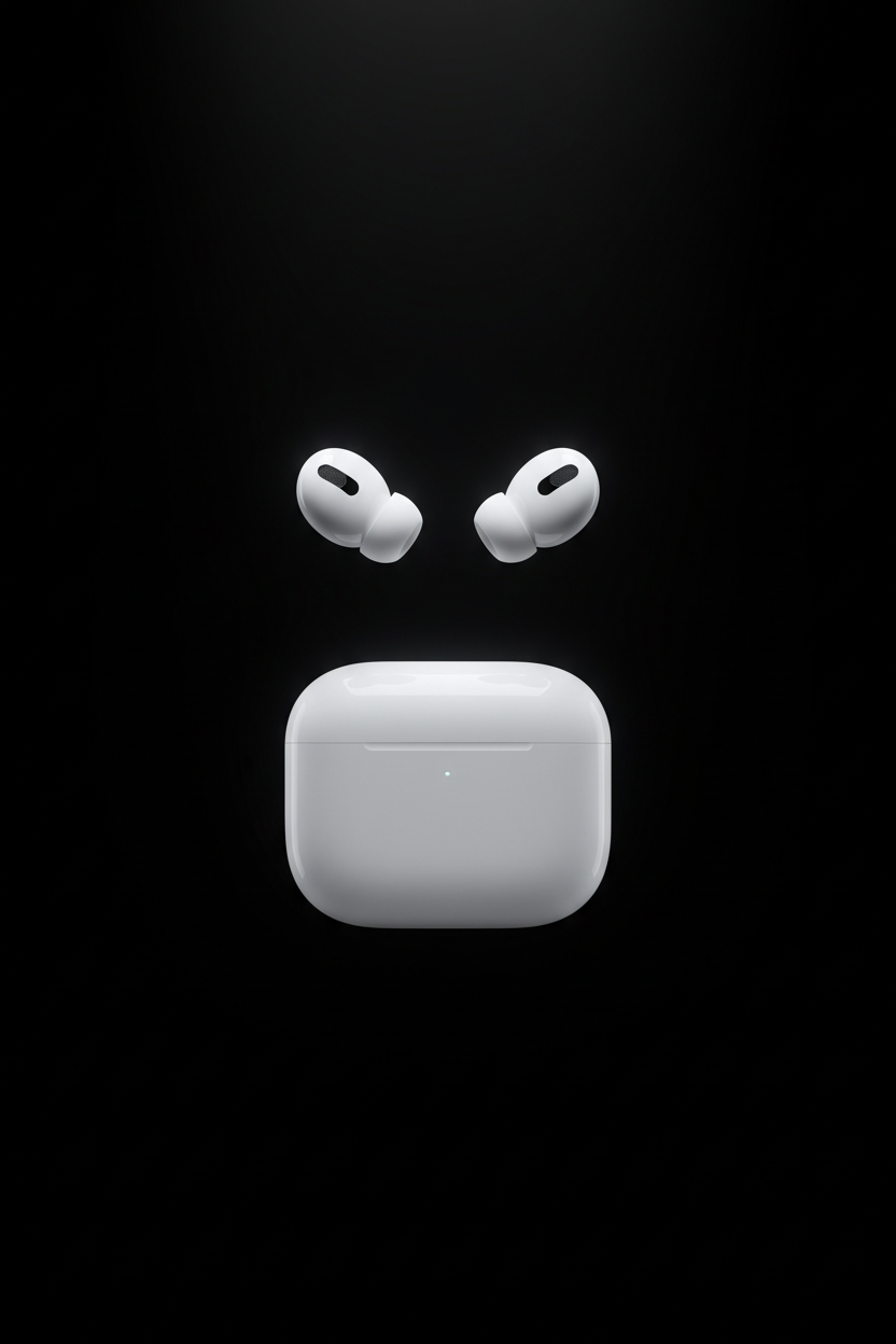 AirPods 4 avec boitier sur fond noir