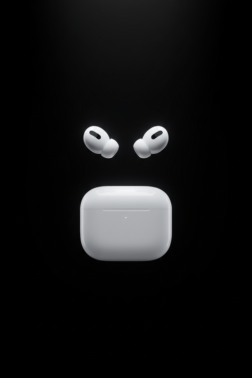 AirPods 4 avec boitier sur fond noir