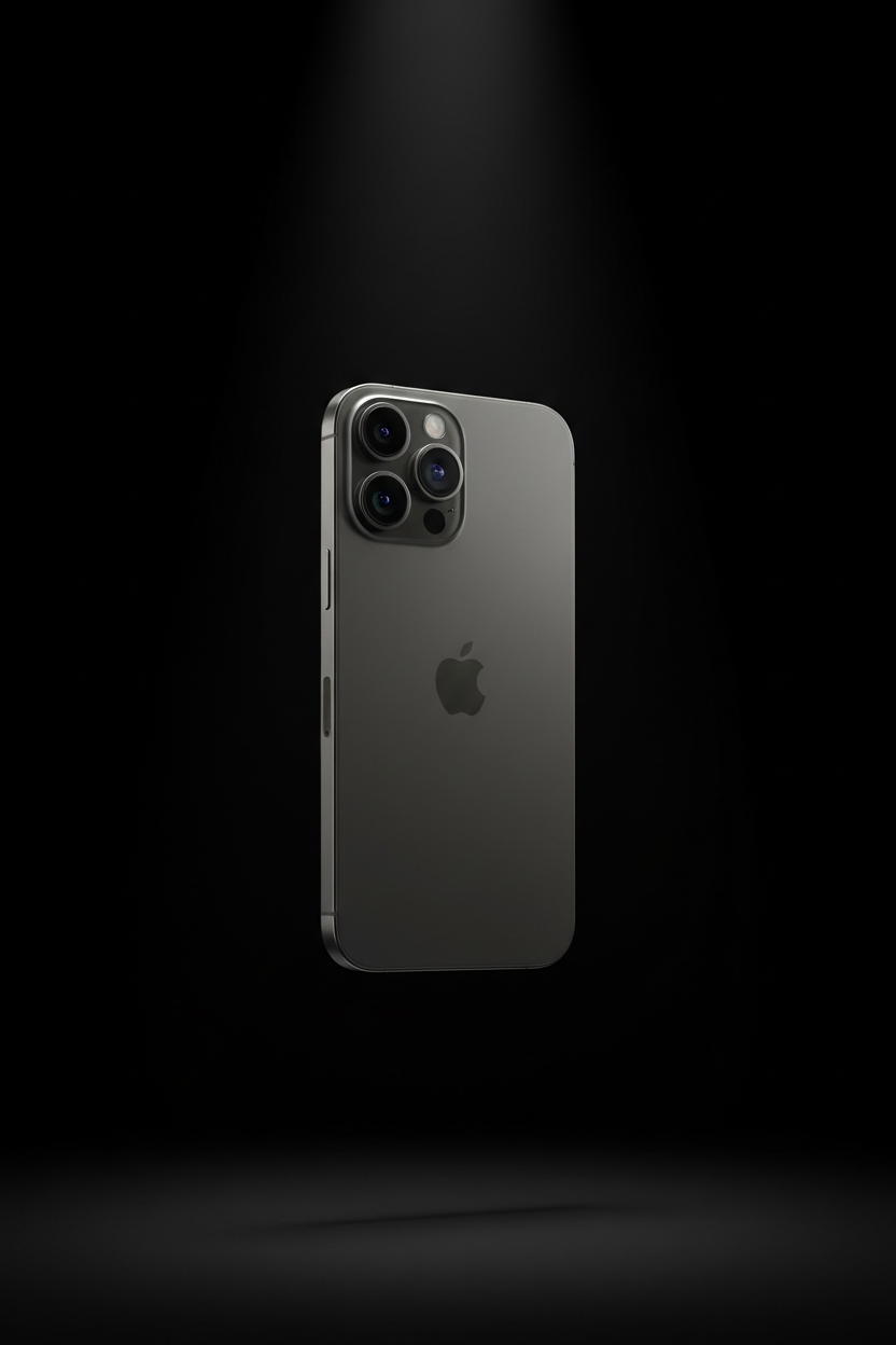iPhone 17 Pro en titane naturel sur fond noir
